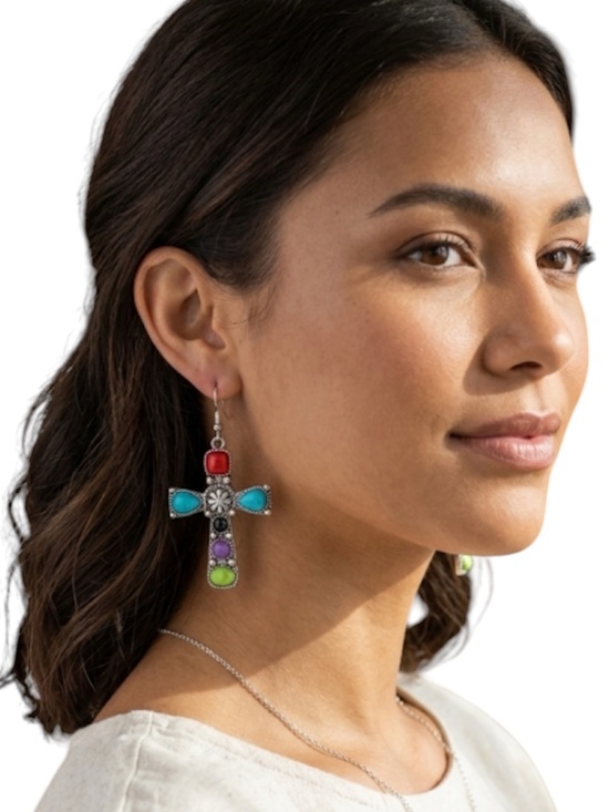 CC and Me Boutique Jewelry - New Southwestern Cross Earrings cowgirlrodeo concert western